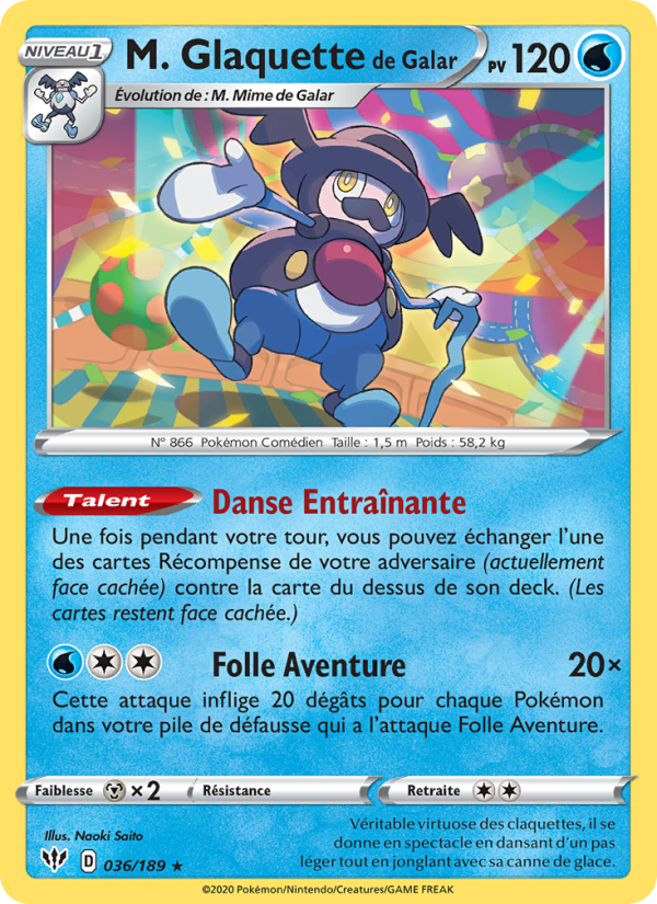 M. Glaquette de Galar 36 — Ténèbres Embrasées (French Pokémon TCG card)