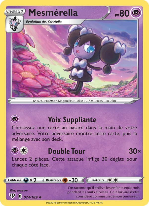 Mesmérella 74 — Ténèbres Embrasées (French Pokémon TCG card)