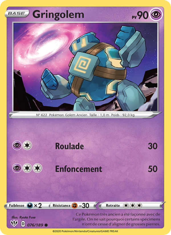 Gringolem 76 — Ténèbres Embrasées (French Pokémon TCG card)