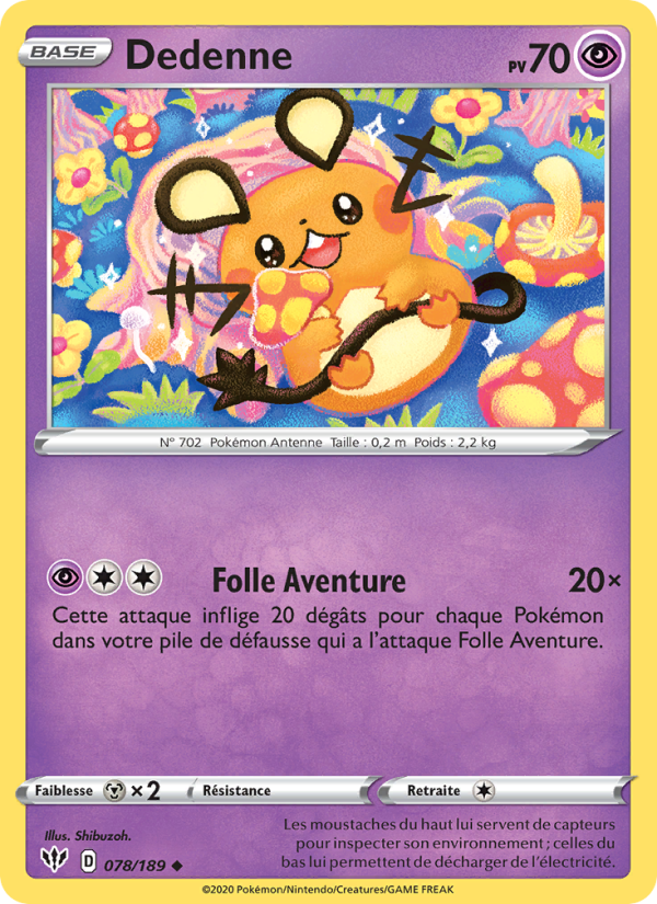 Dedenne 78 — Ténèbres Embrasées (French Pokémon TCG card)