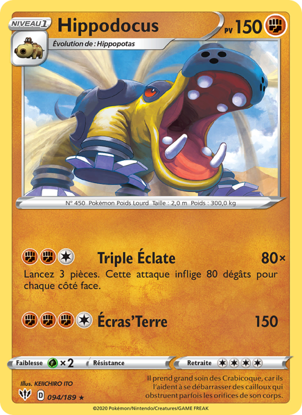 Hippodocus 94 — Ténèbres Embrasées (French Pokémon TCG card)