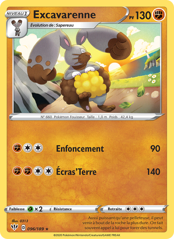 Excavarenne 96 — Ténèbres Embrasées (French Pokémon TCG card)