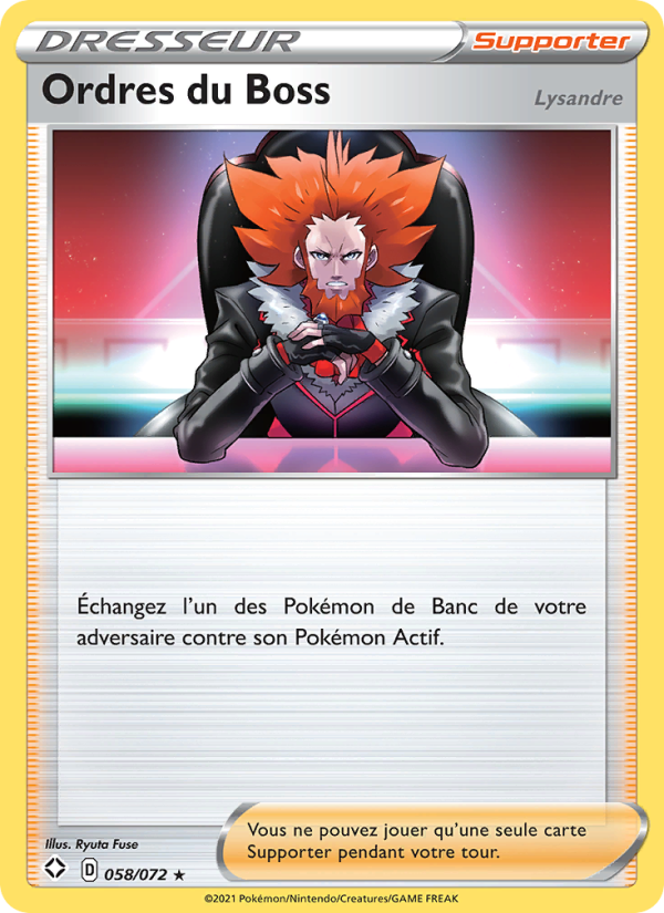 Ordres du Boss (Lysandre) 58 — Destinées Radieuses (French Pokémon TCG card)