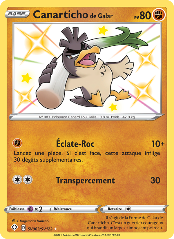 Canarticho de Galar SV063 — Destinées Radieuses (French Pokémon TCG card)