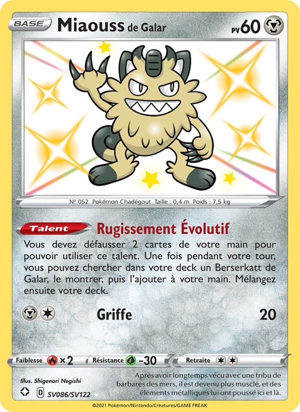 Miaouss de Galar SV086 — Destinées Radieuses (French Pokémon TCG card)