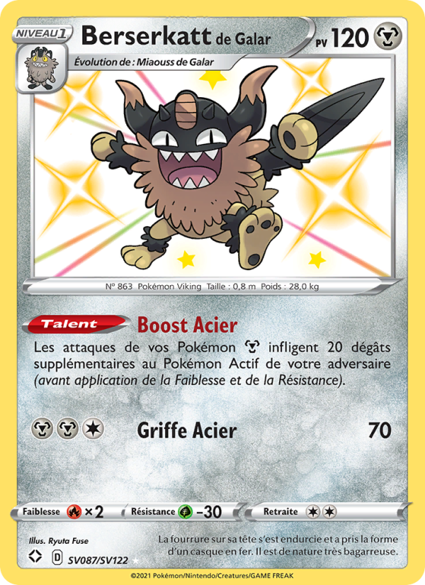 Berserkatt de Galar SV087 — Destinées Radieuses (French Pokémon TCG card)
