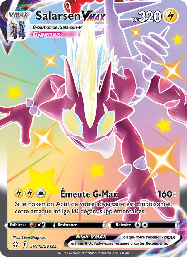 Salarsen VMAX SV113 — Destinées Radieuses (French Pokémon TCG card)