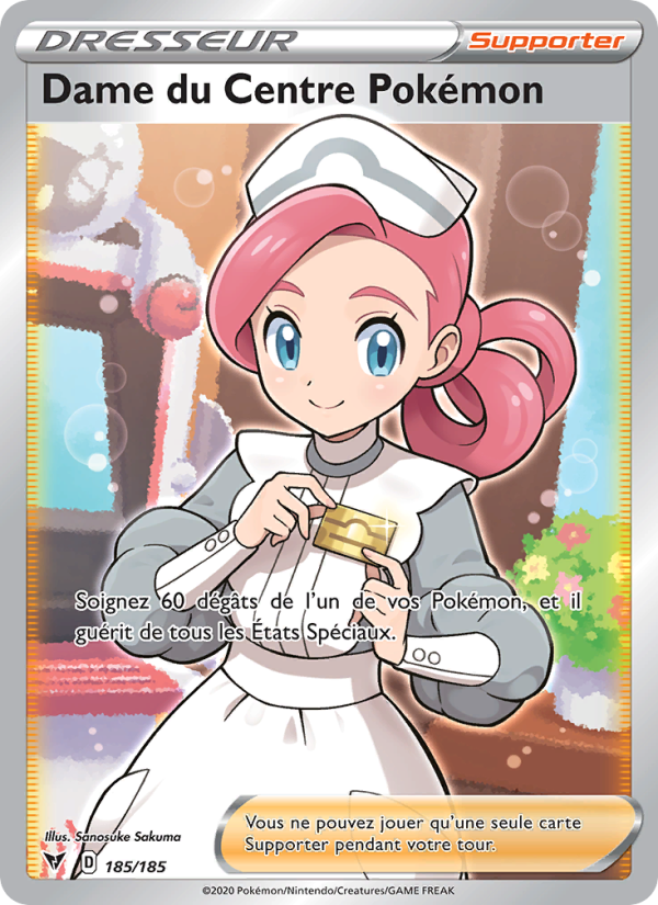 Dame du Centre Pokémon 185 — Voltage Éclatant (French Pokémon TCG card)