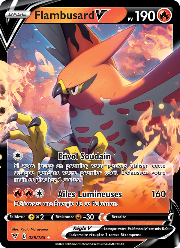 Flambusard V 29 — Voltage Éclatant (French Pokémon TCG card)