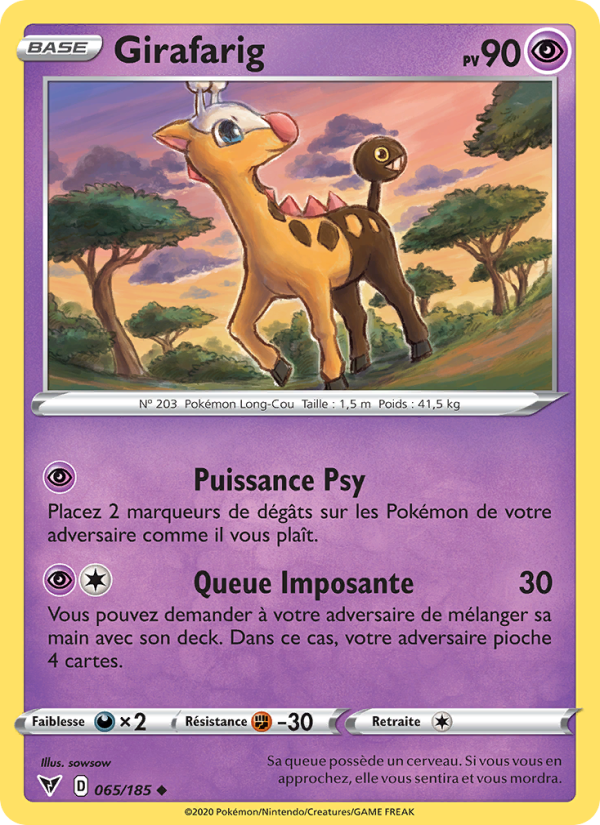Girafarig 65 — Voltage Éclatant (French Pokémon TCG card)