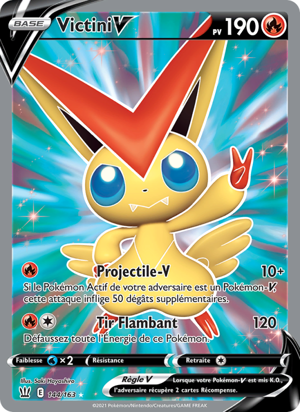 Victini V 144 — Styles de combat (French Pokémon TCG card)