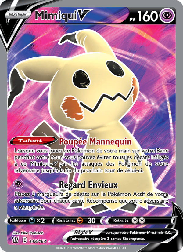 Mimiqui V 148 — Styles de combat (French Pokémon TCG card)