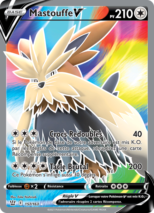 Mastouffe V 157 — Styles de combat (French Pokémon TCG card)