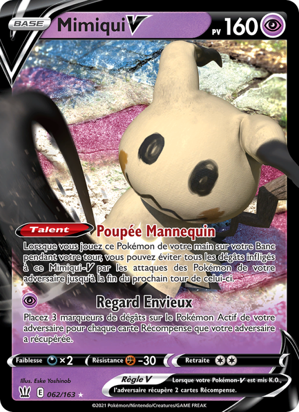 Mimiqui V 62 — Styles de combat (French Pokémon TCG card)