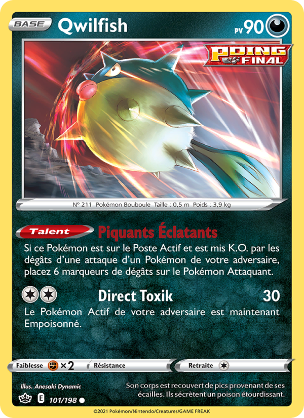 Qwilfish 101 — Règne de Glace (French Pokémon TCG card)