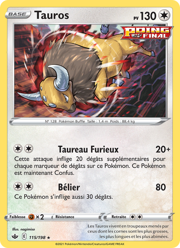 Tauros 115 — Règne de Glace (French Pokémon TCG card)