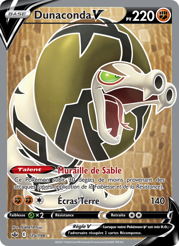 Dunaconda V 175 — Règne de Glace (French Pokémon TCG card)