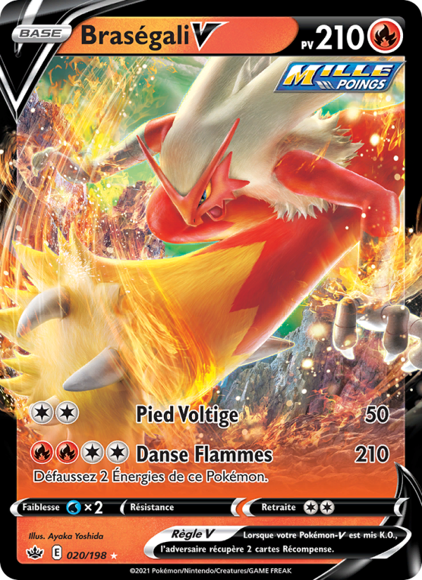 Braségali V 20 — Règne de Glace (French Pokémon TCG card)
