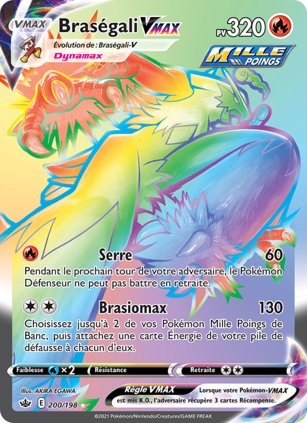 Braségali VMAX 200 — Règne de Glace (French Pokémon TCG card)