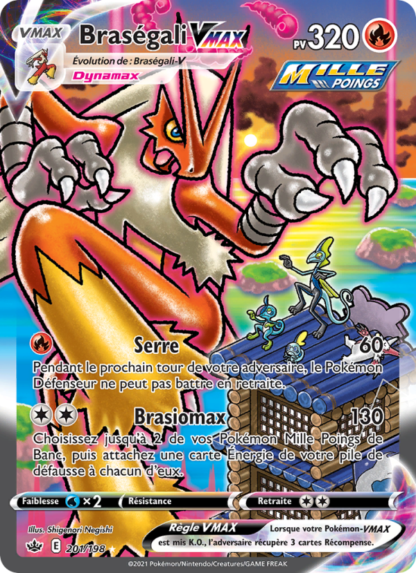 Braségali VMAX 201 — Règne de Glace (French Pokémon TCG card)