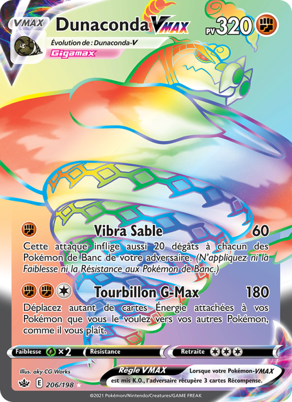 Dunaconda VMAX 206 — Règne de Glace (French Pokémon TCG card)
