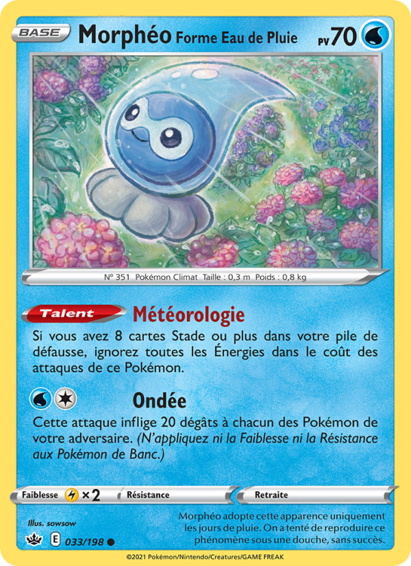 Morphéo Forme Eau de Pluie 33 — Règne de Glace (French Pokémon TCG card)