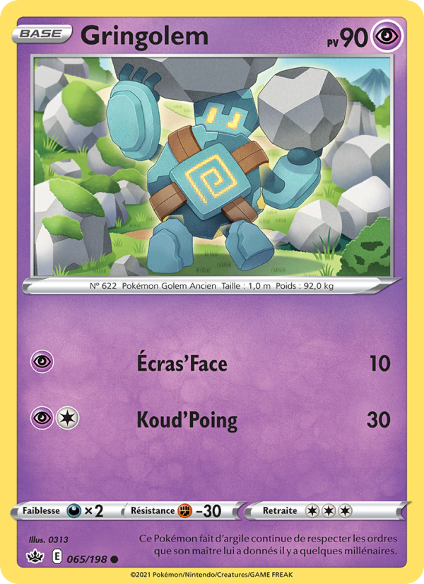 Gringolem 65 — Règne de Glace (French Pokémon TCG card)