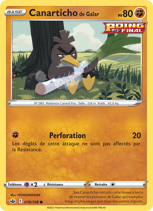 Canarticho de Galar 78 — Règne de Glace (French Pokémon TCG card)