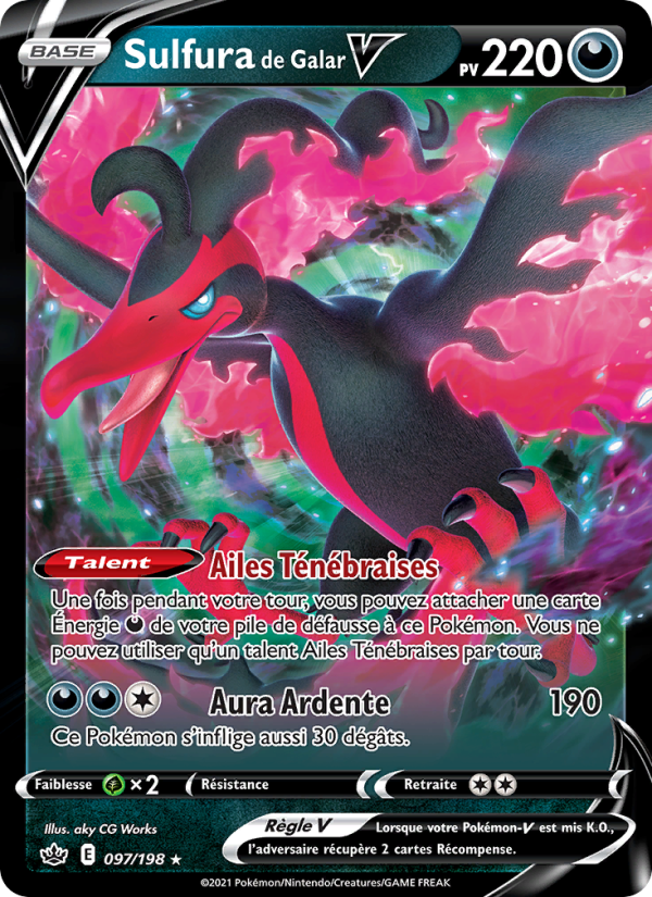 Sulfura de Galar V 97 — Règne de Glace (French Pokémon TCG card)