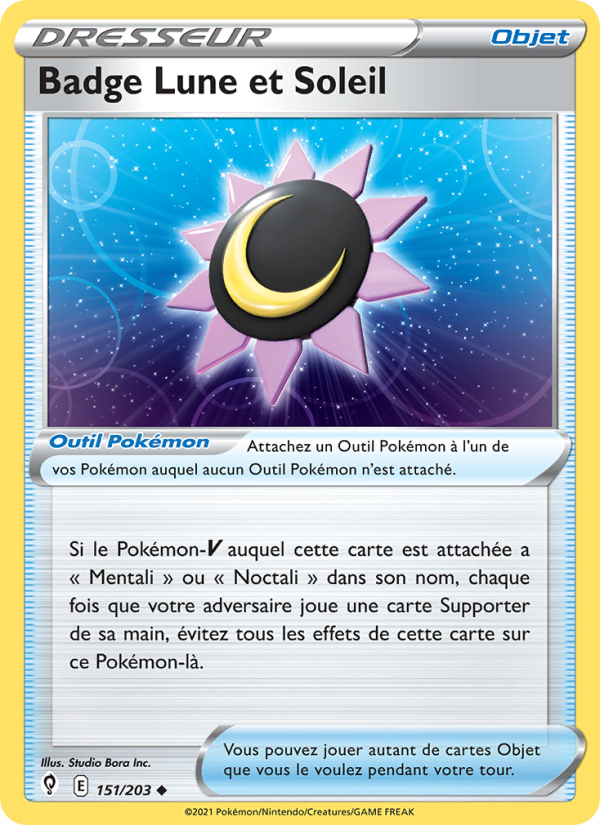 Badge Lune et Soleil 151 — Évolution Céleste (French Pokémon TCG card)