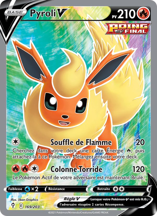 Pyroli V 169 — Évolution Céleste (French Pokémon TCG card)