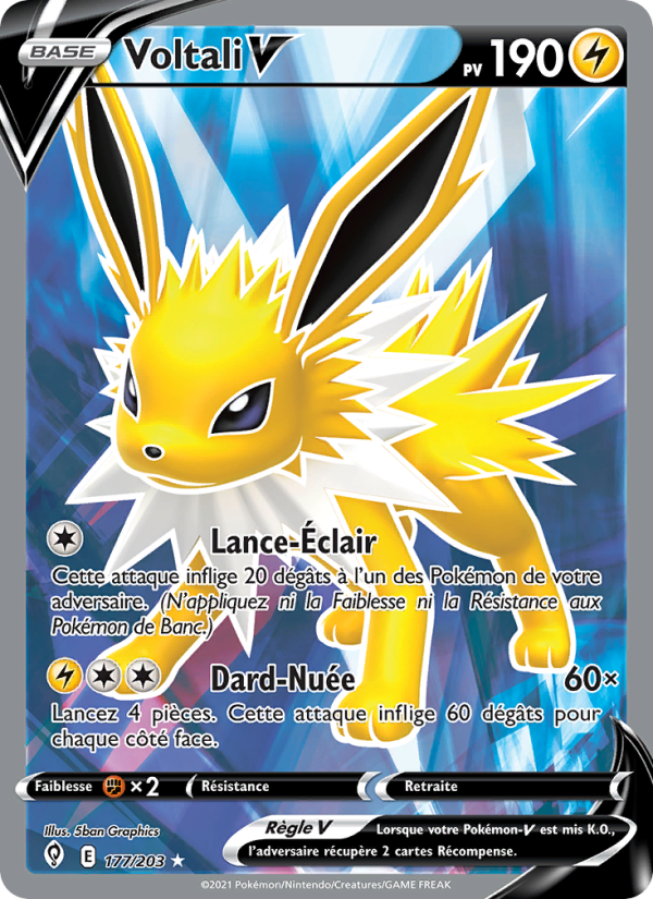 Voltali V 177 — Évolution Céleste (French Pokémon TCG card)