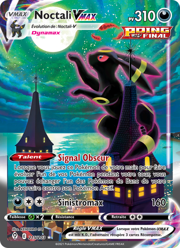 Noctali VMAX 215 — Évolution Céleste (French Pokémon TCG card)