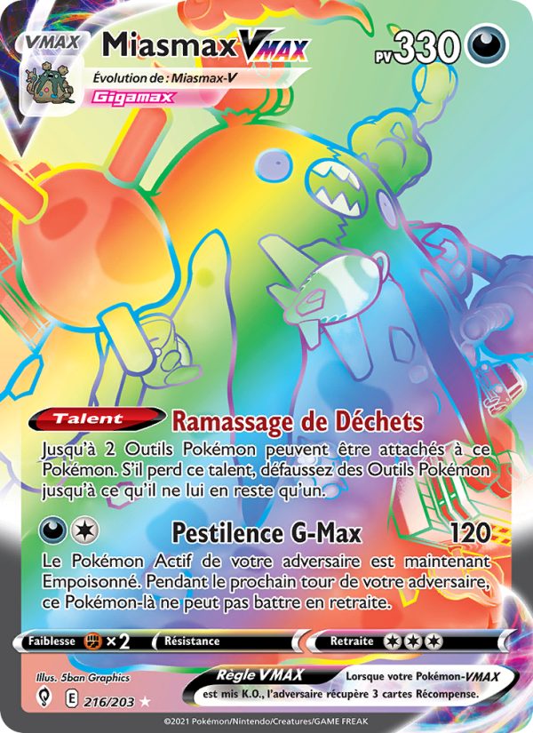 Miasmax VMAX 216 — Évolution Céleste (French Pokémon TCG card)