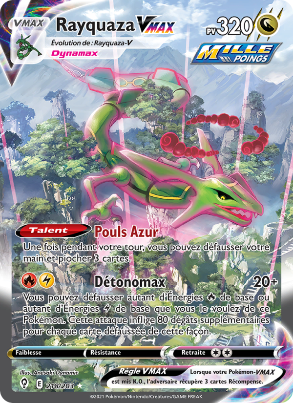 Rayquaza VMAX 218 — Évolution Céleste (French Pokémon TCG card)