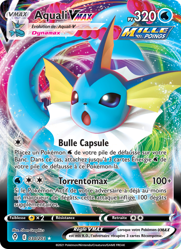 Aquali VMAX 30 — Évolution Céleste (French Pokémon TCG card)