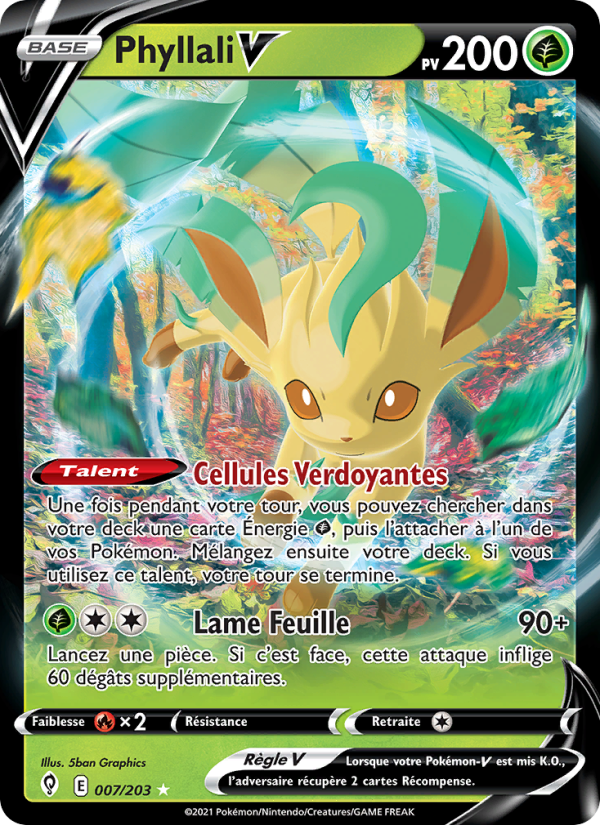 Phyllali V 7 — Évolution Céleste (French Pokémon TCG card)