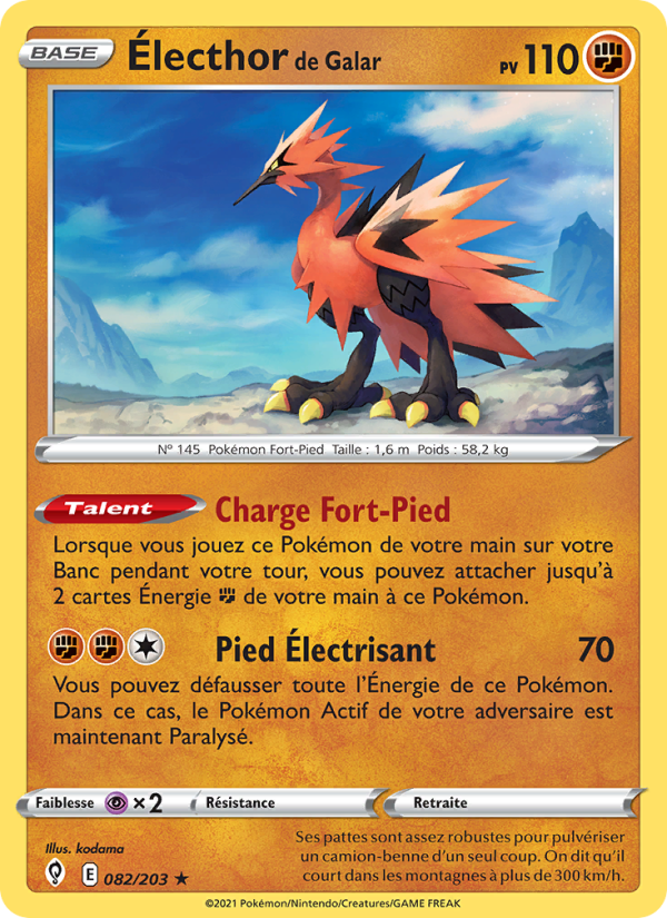 Électhor de Galar 82 — Évolution Céleste (French Pokémon TCG card)