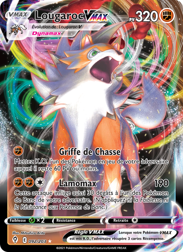 Lougaroc VMAX 92 — Évolution Céleste (French Pokémon TCG card)