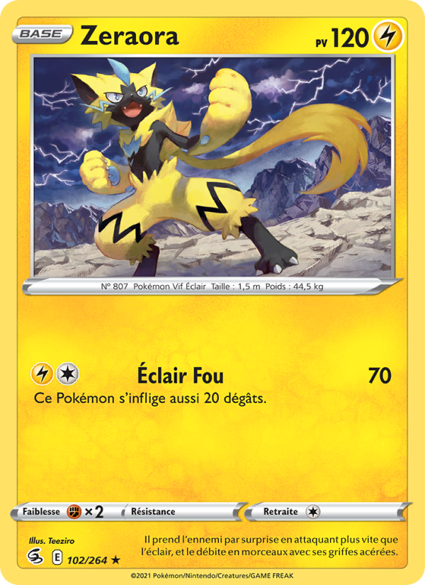 Zeraora 102 — Poing de Fusion (French Pokémon TCG card)