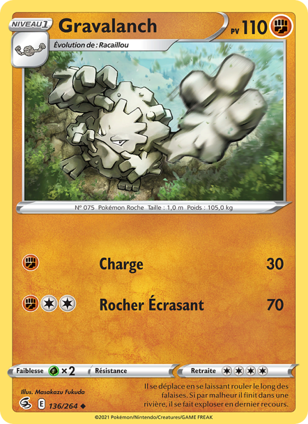 Gravalanch 136 — Poing de Fusion (French Pokémon TCG card)