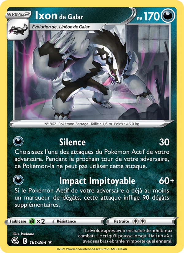 Ixon de Galar 161 — Poing de Fusion (French Pokémon TCG card)
