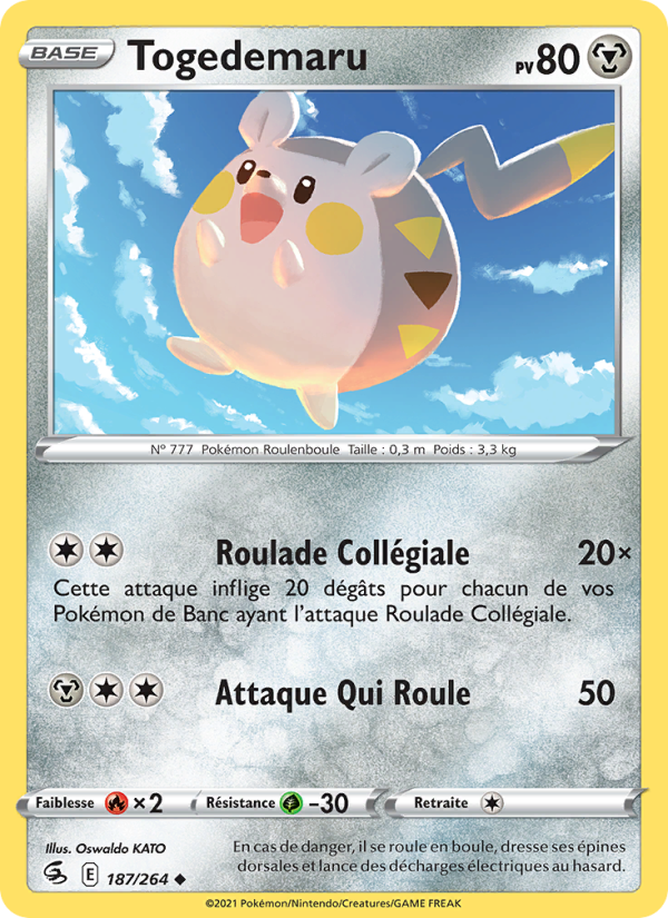 Togedemaru 187 — Poing de Fusion (French Pokémon TCG card)