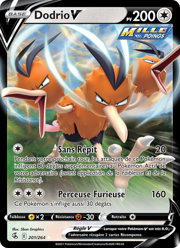 Dodrio V 201 — Poing de Fusion (French Pokémon TCG card)