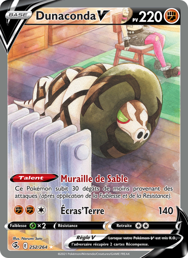 Dunaconda V 252 — Poing de Fusion (French Pokémon TCG card)