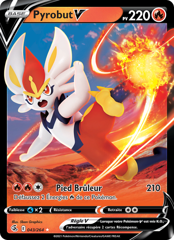 Pyrobut V 43 — Poing de Fusion (French Pokémon TCG card)