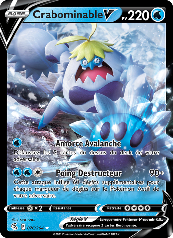 Crabominable V 76 — Poing de Fusion (French Pokémon TCG card)