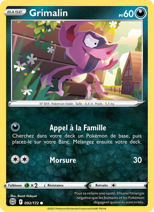 Grimalin 092 — Stars Étincelantes (French Pokémon TCG card)