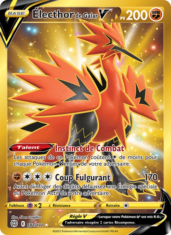 Électhor de Galar V 182 — Stars Étincelantes (French Pokémon TCG card)