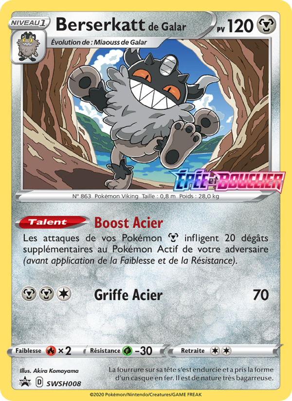 Berserkatt de Galar SWSH008 — Promo SWSH (French Pokémon TCG card)